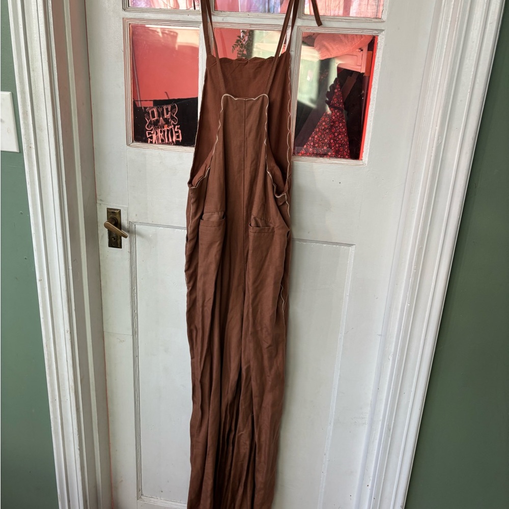 Anthropologie Embroidered Linen Overalls - Picture 7 of 10